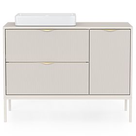 Mobiletto sotto lavabo Livia 100 cm, color cashmere, gambe in metallo, scanalato