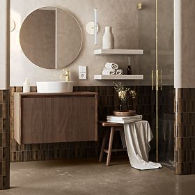 Mobiletto sotto lavabo Pezzo 80 cm, noce, scanalato