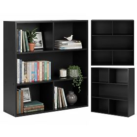 Moderno scaffale autoportante per soggiorno e camera da letto 3 livelli nero ModernHome, MODERNHOME