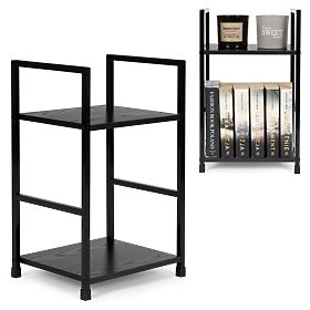 Moderno scaffale in legno comodino 2 ripiani LOFT nero, MODERNHOME