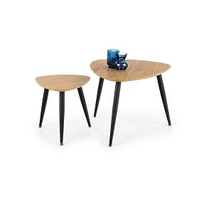 NICEA 2, set di 2 tavolini rovere dorato/nero, Halmar