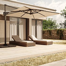 Ombrellone da giardino Shade 4x3 m con custodia, rotante 360°, beige