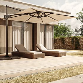 Ombrellone da giardino Shade 4x3 m con custodia, rotante 360°, beige