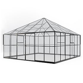 Orangeria da giardino ProGlass Gazebo Large con base 17,8 m² vetro temperato 4 mm, alluminio, nero