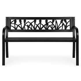 Panchina da giardino con schienale decorativo 120x50 cm in metallo nero MultiGarden, MultiGarden
