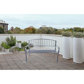 Panchina da giardino con schienale per terrazza balcone struttura in metallo grafite, LONGWELL INDUSTRIAL LTD