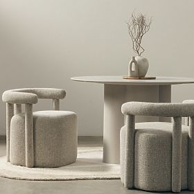 Poltrona imbottita Glen grigia, forme arrotondate, lectus