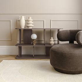 Poltrona Relax Dolce, forme arrotondate, espresso marrone, noce, lectus