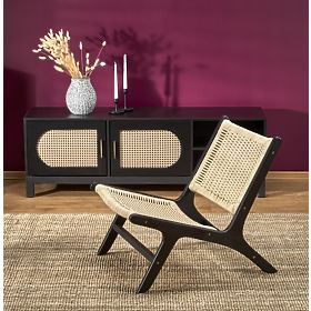 Poltrona relax FODEN, nero / naturale (1p=1pz), Halmar