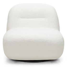 Poltrona relax Giorgia con base girevole, crema, bouclé, lectus