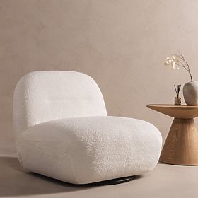 Poltrona relax Giorgia con base girevole, crema, bouclé, lectus
