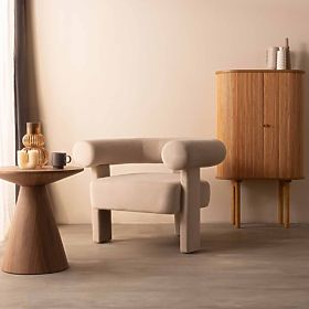 Poltrona Relax Hella beige chiaro, velluto, arrotondata, lectus