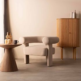 Poltrona Relax Hella beige chiaro, velluto, arrotondata, lectus