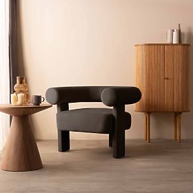 Poltrona Relax Hella marrone, vellutata, arrotondata, lectus