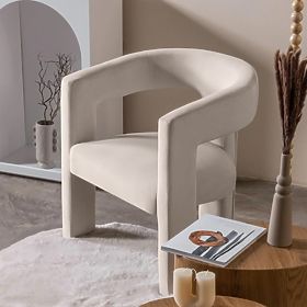 Poltrona Relax Lory, beige chiaro, in velluto