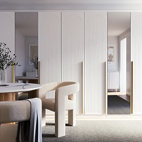 Porta per armadio Neroli, 45,6 cm, scanalature ad arco, bianco, destra, lectus