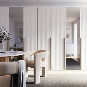 Porta per armadio Neroli, 45,6 cm, scanalature ad arco, bianco, destra