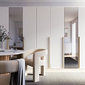 Porta per armadio Neroli, 45,6 cm, scanalature arcuate, bianco, sinistra