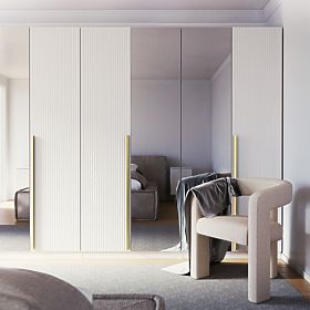 Porta per armadio Neroli, 45,6 cm, scanalature semplici, bianco, lectus