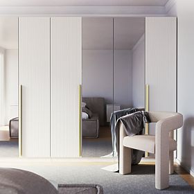 Porta per armadio Neroli, 45,6 cm, scanalature semplici, bianco, lectus