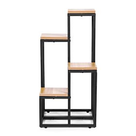 Porta piante scaffale per piante decorazione 4 ripiani metallo MDF noce chiaro ModernHome