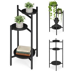 Portafiori, supporto per piante, decorazione, 3 livelli, nero, ModernHome