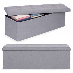 Pouf imbottito 111x38 cm con spazio di archiviazione grigio chiaro ModernHome, MODERNHOME