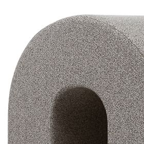 Pouf imbottito Arc, arrotondato, marrone chiaro
