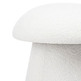Pouf imbottito Cap, bianco, bouclé, forme arrotondate