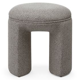 Pouf imbottito Cove, arrotondato, marrone chiaro