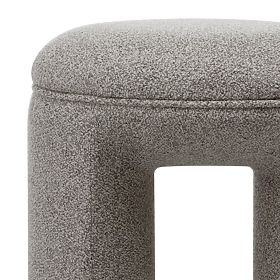 Pouf imbottito Cove, arrotondato, marrone chiaro