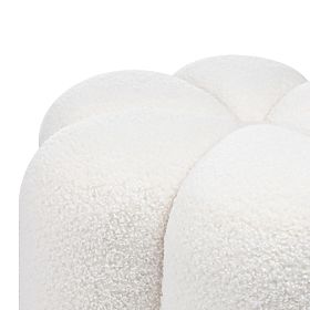 Pouf imbottito Quad, bianco, bouclé