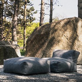 Pouf modulare per divano angolare da giardino Vacuum con rivestimento, grigio