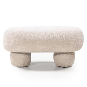 Pouf ovale Fragola beige chiaro, bouclé, forme arrotondate