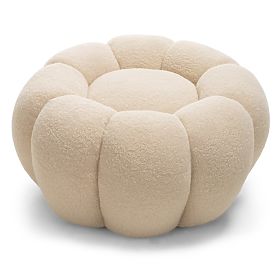 Pouf Perugia, beige, bouclé, forme arrotondate