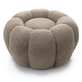 Pouf Perugia, cappuccino, bouclé, forme arrotondate
