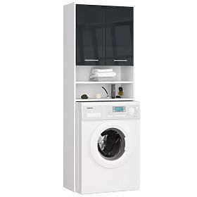 SCAFFALE DA BAGNO FIN SOPRA LA LAVATRICE BIANCO / GRAFITE LUCIDO