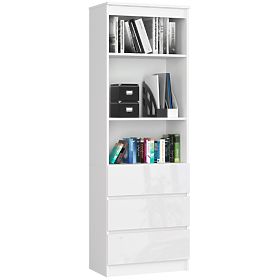 SCAFFALE DA UFFICIO R 60 cm CLP 3 CASSETTI 2 RIPIANI PK BIANCO / LUCIDO BIANCO