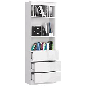 SCAFFALE DA UFFICIO R 60 cm CLP 3 CASSETTI 2 RIPIANI PK BIANCO / LUCIDO BIANCO