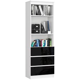 Scaffale da ufficio R 60 cm CLP 3 cassetti 2 ripiani PK Bianco / Nero Lucido