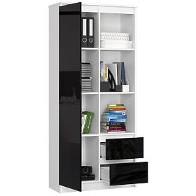 SCAFFALE DA UFFICIO R 80 cm CLP R11 PK BIANCO / NERO LUCIDO