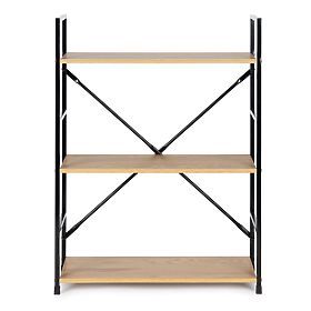Scaffale in legno con struttura in metallo LOFT largo 3 ripiani, MODERNHOME