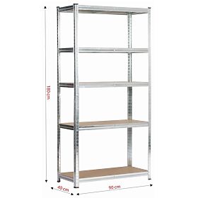 SCAFFALE IN METALLO 90x40x180 ARGENTO