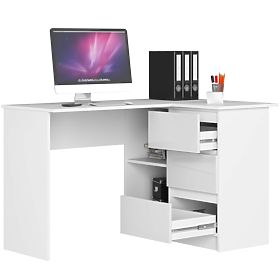 SCRIVANIA ANGOLARE B16 124 cm DESTRA 3 CASSETTI PK BIANCO / BIANCO LUCIDO