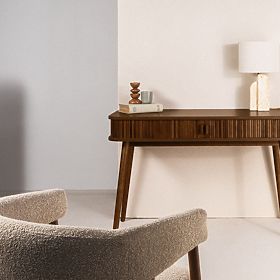 Scrivania Clemente con lamelle, noce, lectus