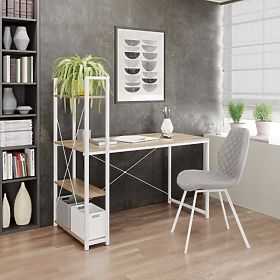 Scrivania NARVIK B1 bianco/rovere sonoma, Halmar