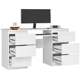 SCRIVANIA PER COMPUTER A-11 135 cm 6 CASSETTI PK BIANCO / LUCIDO BIANCO
