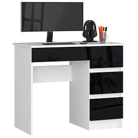 SCRIVANIA PER COMPUTER A-7 90 cm DESTRA PK BIANCO / NERO LUCIDO