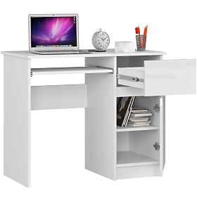 SCRIVANIA PER COMPUTER PIKSEL PK BIANCO LUCIDO DESTRO