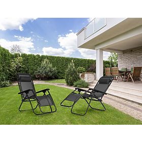 Sdraio da giardino con schienale regolabile ZERO GRAVITY ModernHome - nero